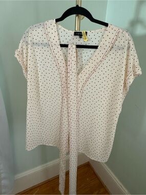 1. State Cream Polka Dot Tie-Neck Blouse